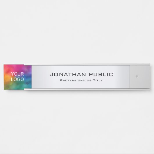 会社のロゴはこちらモダンSilver サインプレート (正面)