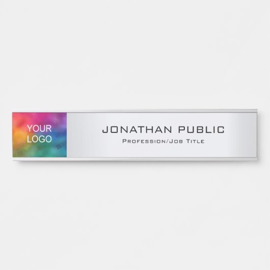 会社のロゴはこちらモダンSilver サインプレート (正面)