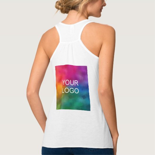 会社のロゴはこちら女性のレーサーバック タンクトップ (裏面)