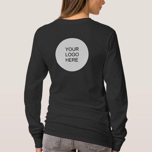 会社のロゴはこちら女性の両面長袖 Tシャツ (裏面)