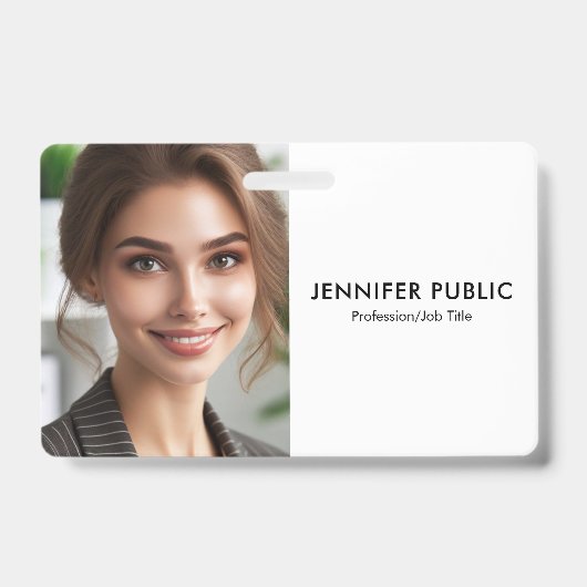 会社のロゴはこちら従業員写真テンプレート バッジ (正面)