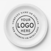 会社のロゴまたはブランドのモダンシンプル ペーパープレート (正面)