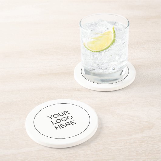 会社のロゴをここにアップロードするラウンドサンドストーン コースター (側面)
