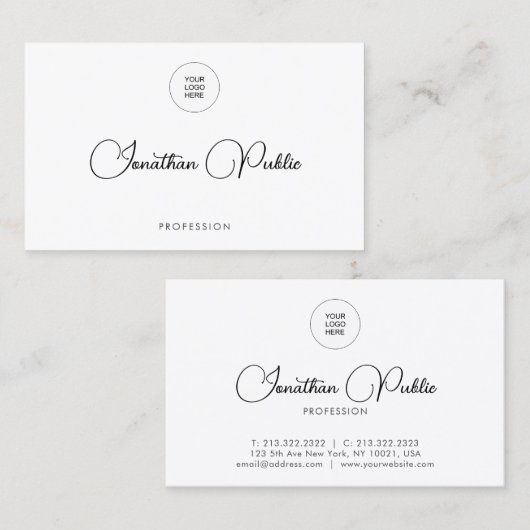 会社のロゴをここにアップロードモダン 名刺 (正面/裏面)