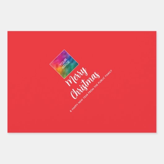 会社のロゴをアップロードする文字メリークリスマス ラッピングペーパーシート (正面3)