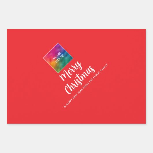 会社のロゴをアップロードする文字メリークリスマス ラッピングペーパーシート (正面2)