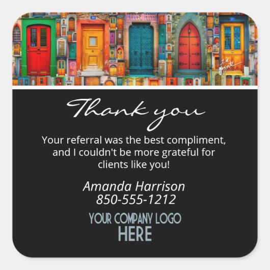 会社のロゴを参照ありがとう – ヴィンテージドア スクエアシール (正面)