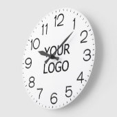 会社のロゴを追加するスモールビジネスのホワイトベース ラージ壁時計 (傾斜)