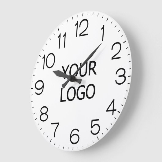 会社のロゴを追加するスモールビジネスのホワイトベース ラージ壁時計 (傾斜)