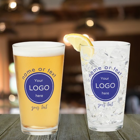 会社のロゴを追加するバー青 タンブラーグラス