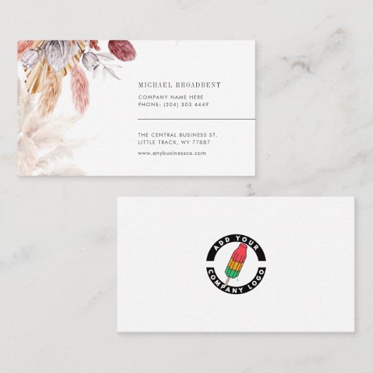 会社のロゴを追加するパンパスグラスターン 名刺 (正面/裏面)