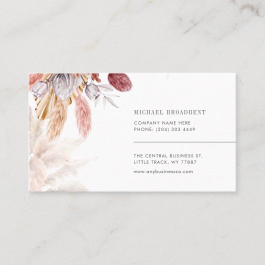 会社のロゴを追加するパンパスグラスターン 名刺 (正面)