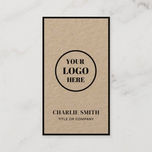 会社のロゴを追加するブラックスモダンクリプ素朴ト 名刺 (正面)