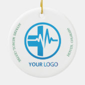 会社のロゴを追加するメディカルセンタークリスマス セラミックオーナメント (裏面)