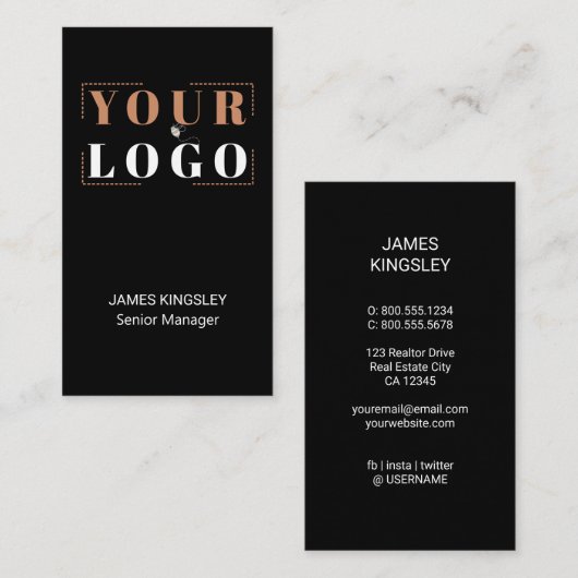 会社のロゴを黒の縦にする 名刺 (正面/裏面)