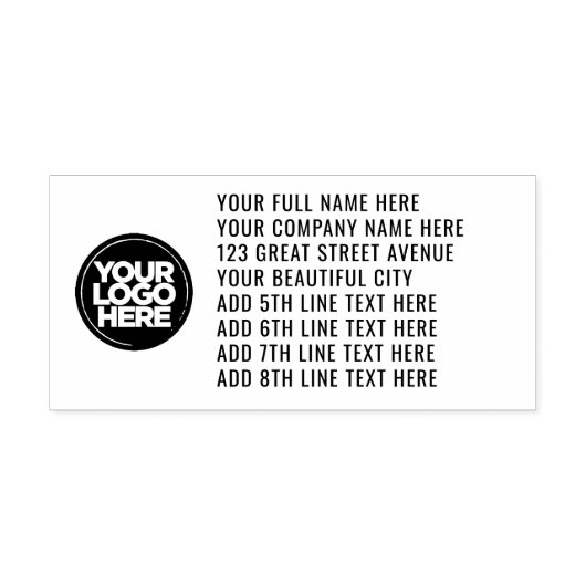 会社のロゴアドレス8文字行の巨大 セルフインキングスタンプ (デザイン)