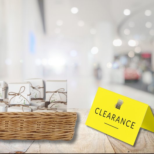 会社のロゴイエローブラッククリアランスカウンターの看板 名刺