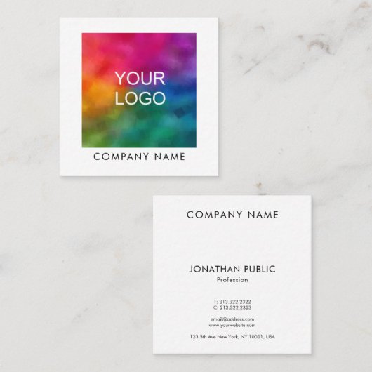 会社のロゴエレガントモダンプロフェッショナルテンプレート スクエア名刺 (正面/裏面)