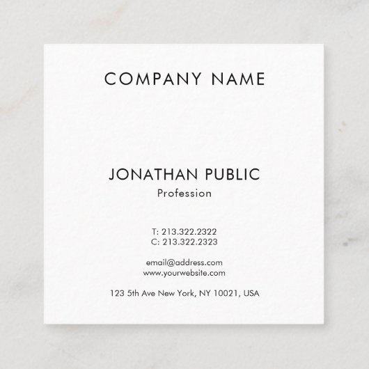会社のロゴエレガントモダンプロフェッショナルテンプレート スクエア名刺 (裏面)