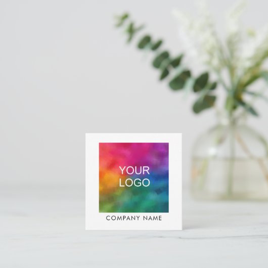 会社のロゴエレガントモダンプロフェッショナルテンプレート スクエア名刺 (スタンド正面)