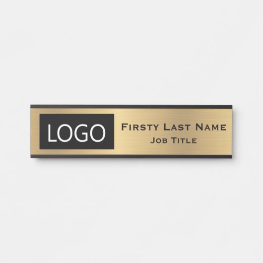 会社のロゴオフィスのドアのサインフェイク金ゴールド サインプレート (正面)