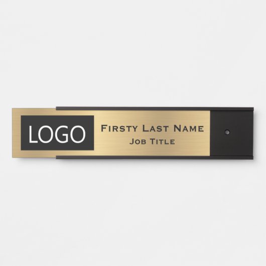 会社のロゴオフィスのドアのサインフェイク金ゴールド サインプレート (正面)