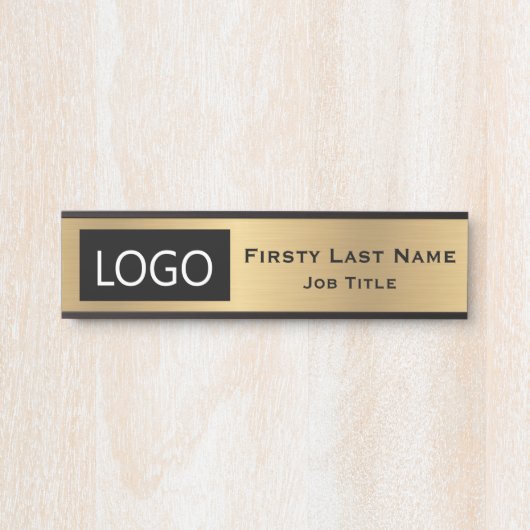 会社のロゴオフィスのドアのサインフェイク金ゴールド サインプレート (正面)