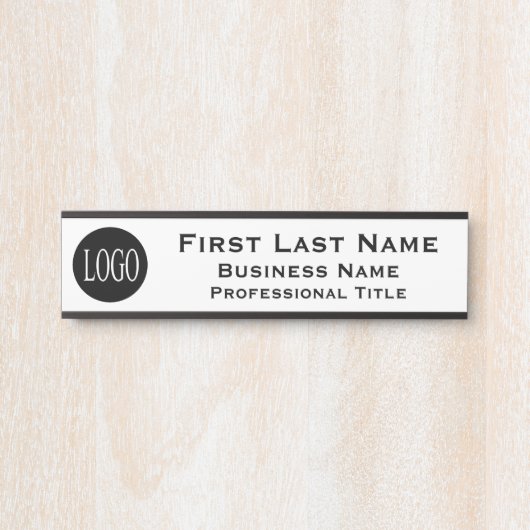 会社のロゴオフィスのドアのサイン白黒 サインプレート (正面)