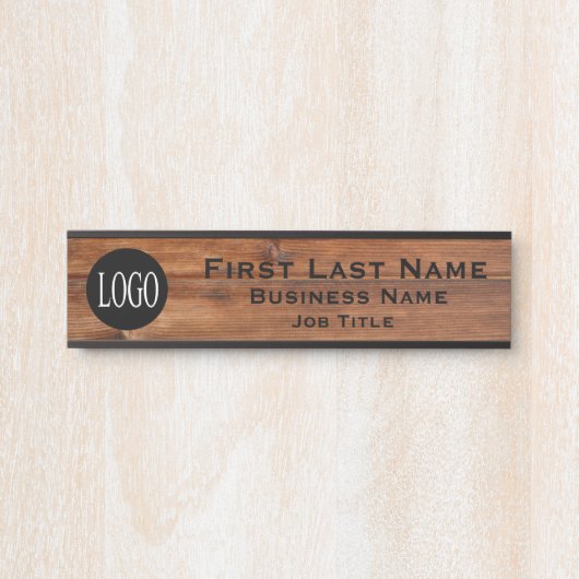 会社のロゴオフィスのドアのサイン素朴ウッド サインプレート (正面)