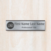 会社のロゴオフィスのドアの看板シルバーグレー サインプレート (正面)