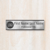 会社のロゴオフィスのドアの看板シルバーグレー サインプレート (正面)