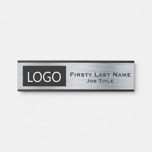 会社のロゴオフィスのドアの看板シルバー サインプレート (正面)