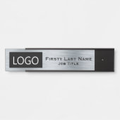 会社のロゴオフィスのドアの看板シルバー サインプレート (正面)