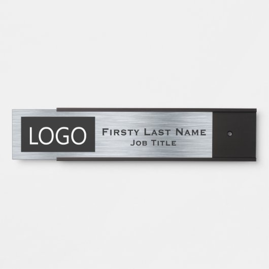 会社のロゴオフィスのドアの看板シルバー サインプレート (正面)