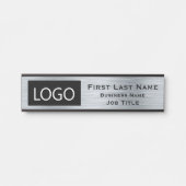 会社のロゴオフィスのドアの看板シルバー サインプレート (正面)