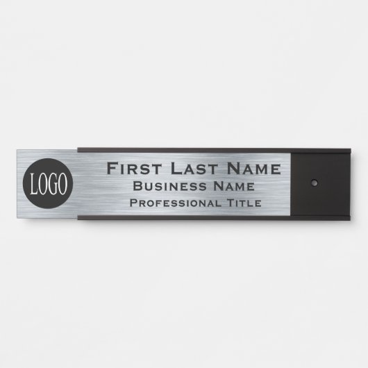 会社のロゴオフィスのドアの看板メタリックルック サインプレート (正面)