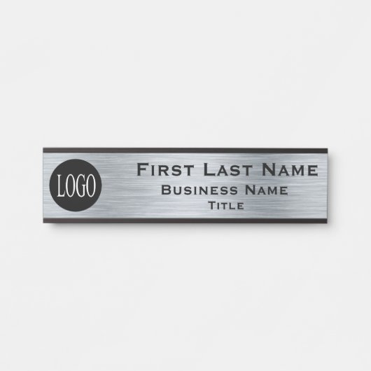 会社のロゴオフィスのドアの看板メタリックルック サインプレート (正面)