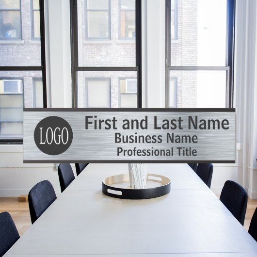 会社のロゴオフィスのドアの看板メタリックルック サインプレート