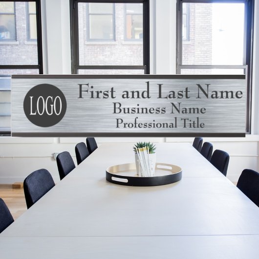会社のロゴオフィスのドアの看板メタリックルック サインプレート