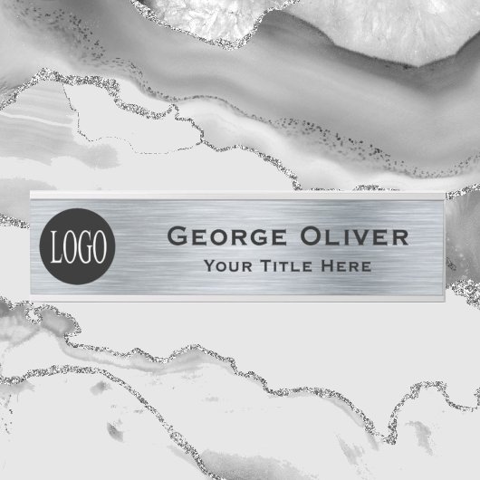 会社のロゴオフィスのドアの看板メタリックルック サインプレート