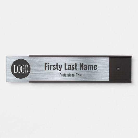 会社のロゴオフィスのドアの看板メタリックルック サインプレート (正面)