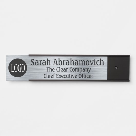 会社のロゴオフィスのドアの署名の長い名前 サインプレート (正面)