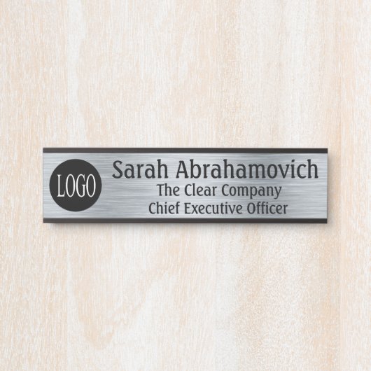 会社のロゴオフィスのドアの署名の長い名前 サインプレート (正面)