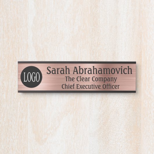 会社のロゴオフィスのドアの署名の長い名前 サインプレート (正面)
