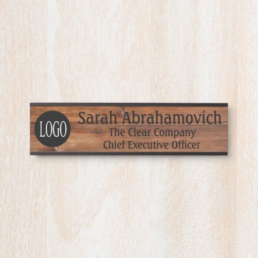 会社のロゴオフィスのドアの署名の長い名前 サインプレート (正面)
