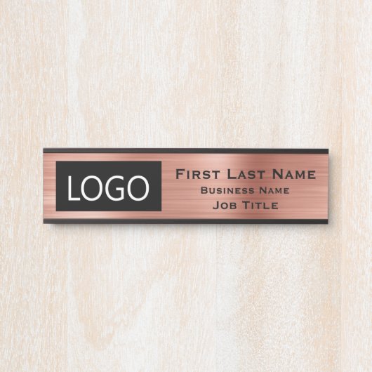 会社のロゴオフィスのドアの署名バラ金ゴールド サインプレート (正面)