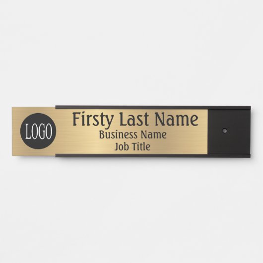 会社のロゴオフィスのドアの署名金ゴールドの色 サインプレート (正面)
