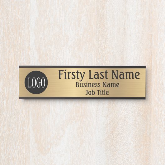 会社のロゴオフィスのドアの署名金ゴールドの色 サインプレート (正面)