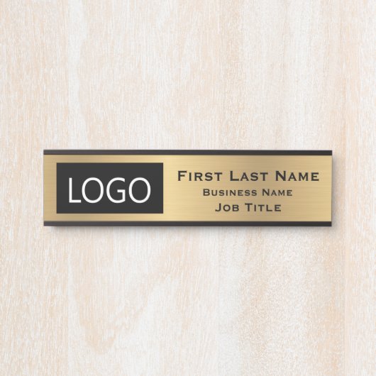 会社のロゴオフィスのドアの署名金ゴールド サインプレート (正面)