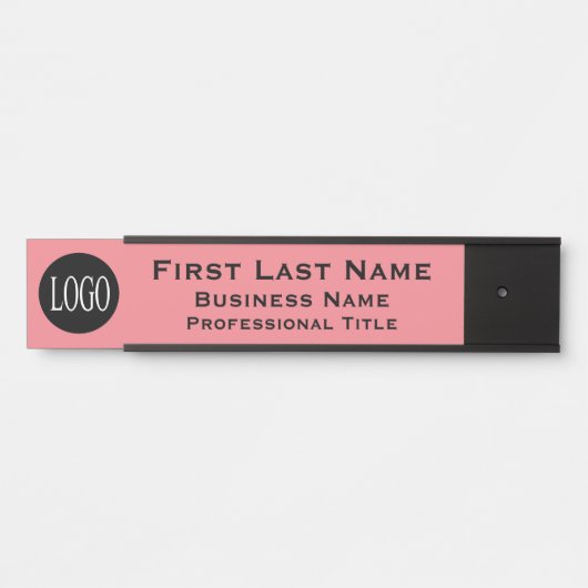 会社のロゴオフィスのドアサインピンク赤面 サインプレート (正面)